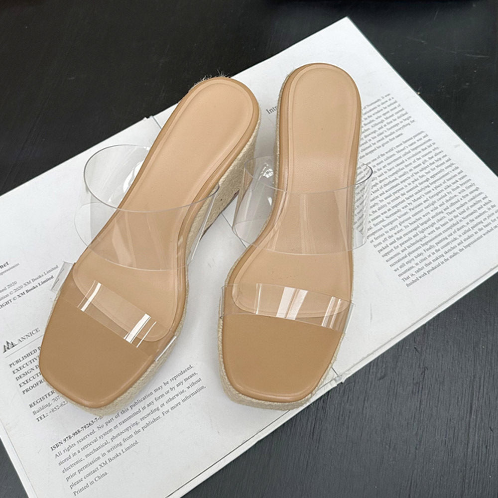 Dame transparente Plateau-sandaler med høj blokhæl og elegant design Stilla