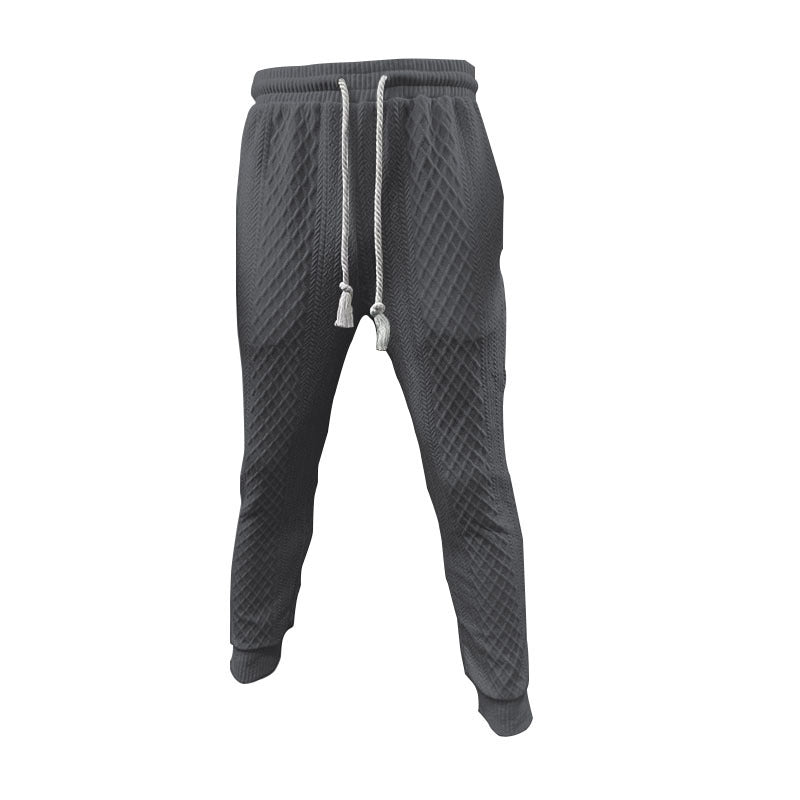 Herrer nan Jacquard-loungewear-sæt med polokrave, snortræk og konisk skåret joggerbukser Skovae