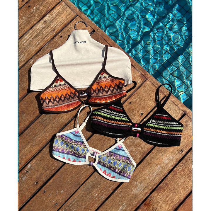 Dame Biker-Bikini-Top med stilfuld ring-detajle Stilla