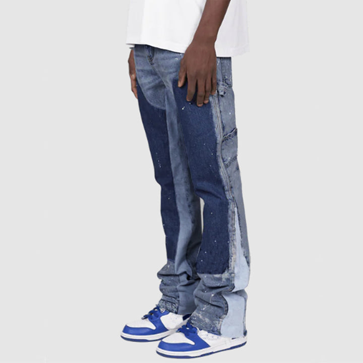 Herre Relaxed Fit Cargo-Jeans med individuelle vaskninger og lommer Stilla