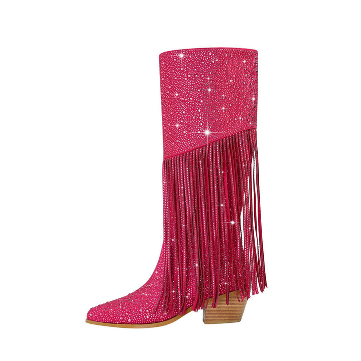 Femme Stiletto Fransen Strass Støvler Stilla