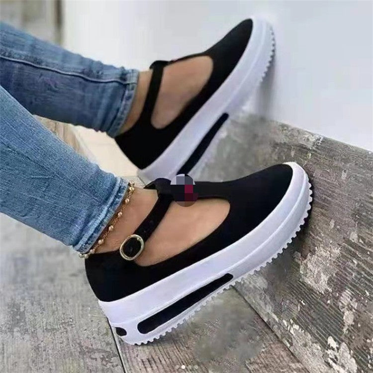 Dame mode Plateau-sneakers med justerbar rem og åndbar sål Stilla