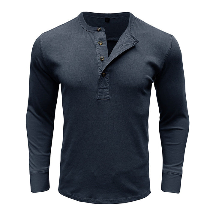 Stilla | Lange ærmer Regular fit bomuldsblanding Henley udskæring afslappet stil