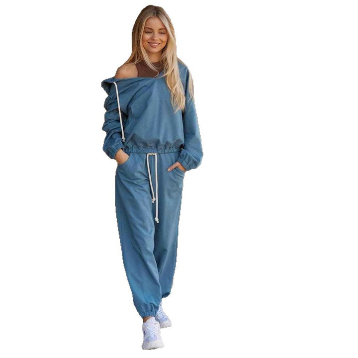 Dame Casual Relaxed-Fit Fritids Sæt med Hoodie og Behagelige Joggingbukser Skovae