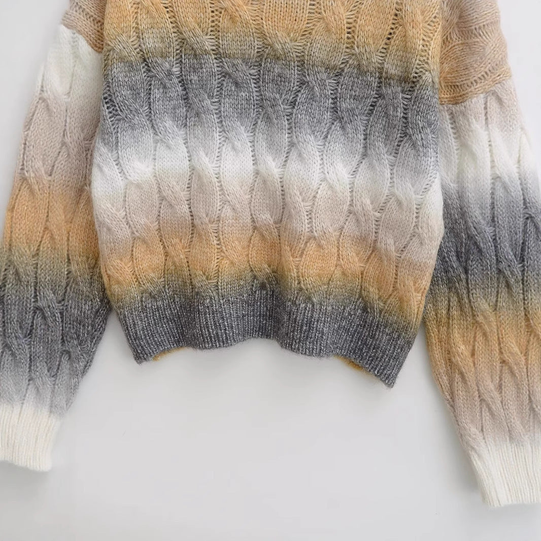 Dame strikpullover med moderne farveovergang Stilla