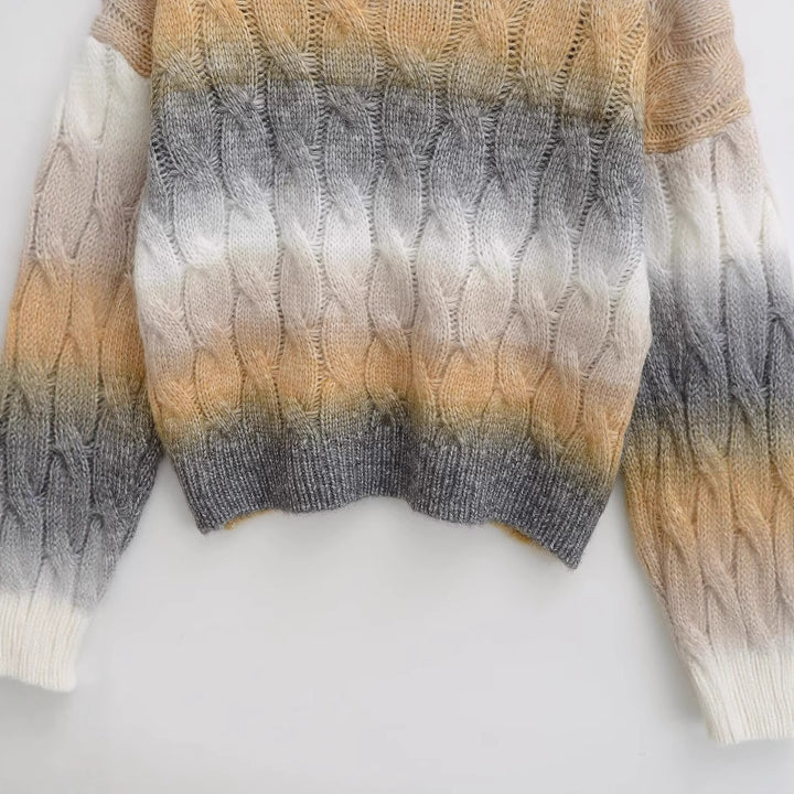 Dame strikpullover med moderne farveovergang Stilla