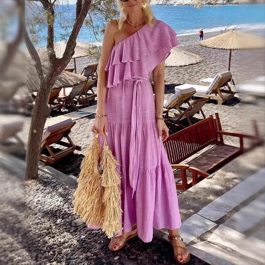 Dame One-Shoulder Sommerkjole Stilla