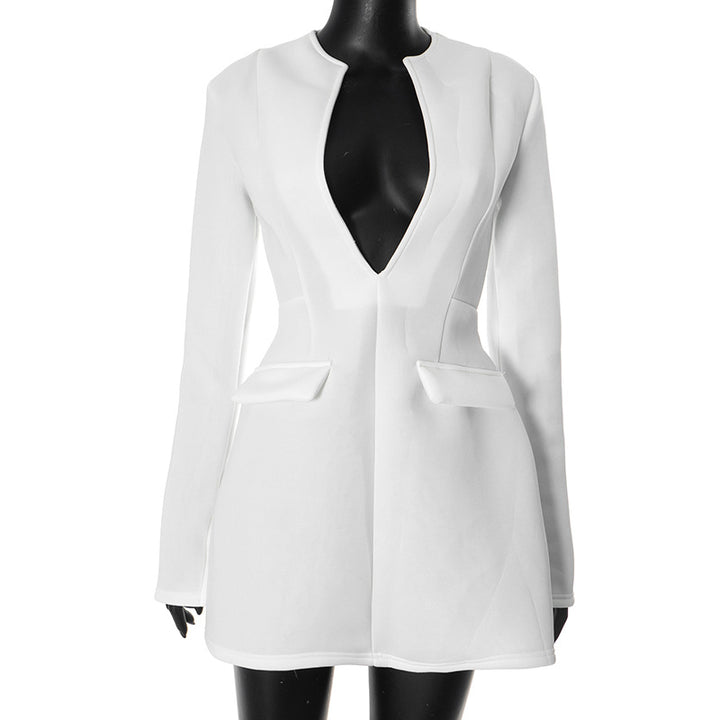 Damer Elegant Dyb V-Udskæring Blazer Kjole Stilla