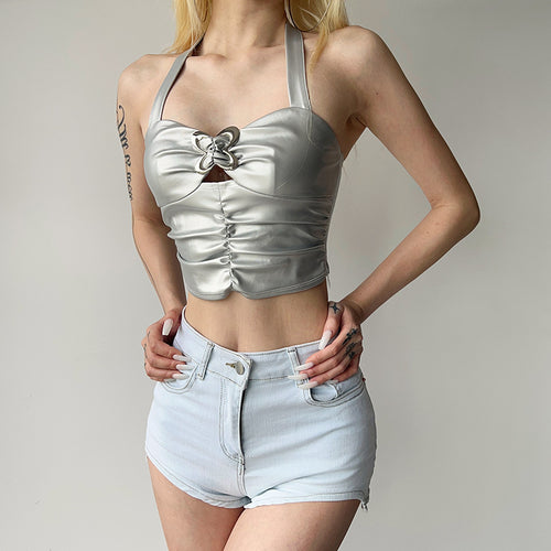 Dame Metallic Crop Top Skovae