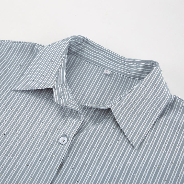 Dame Oversized Skjorte med stribet design og brystlomme Stilla