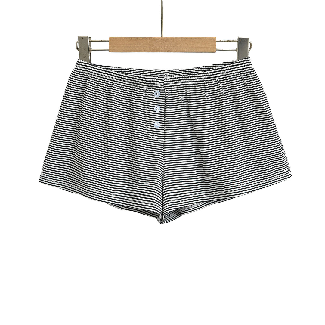 Dame korte Jersey-shorts med elastisk talje og dekorative knapper Stilla