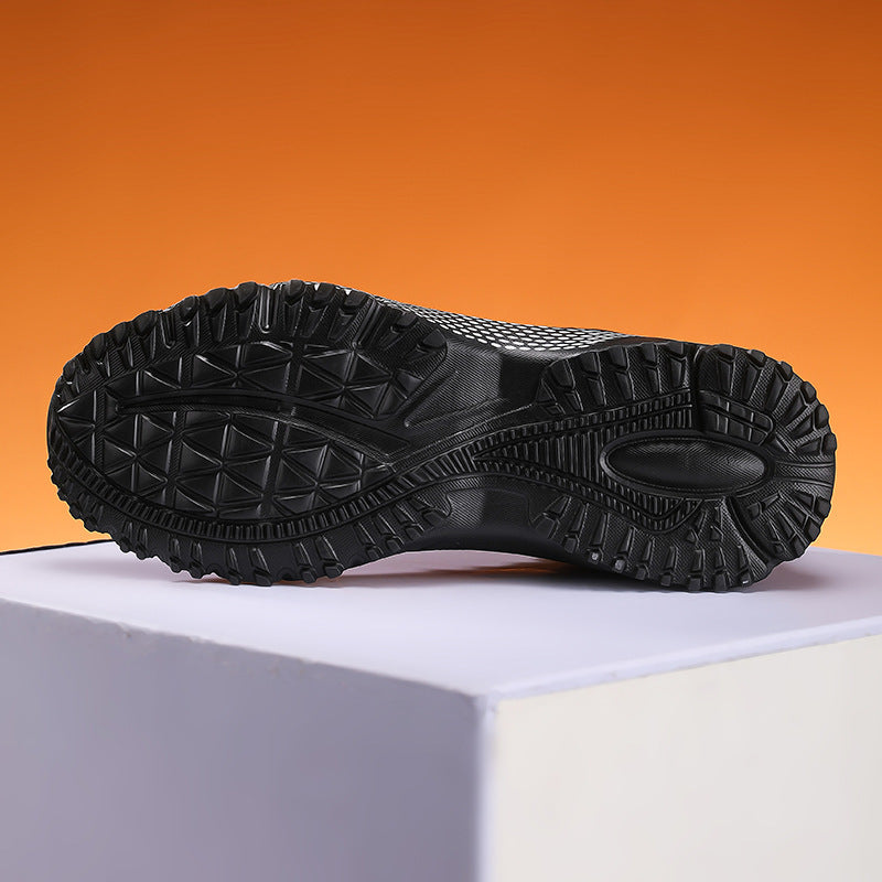 Herren nan lette strik-træningssneakers med gribende offroad-profilsohle polstret hæl og stødabsorberende letmellemsål Skovae
