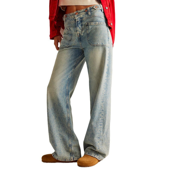 Dame brede jeans med høj talje og sund pasform Stilla