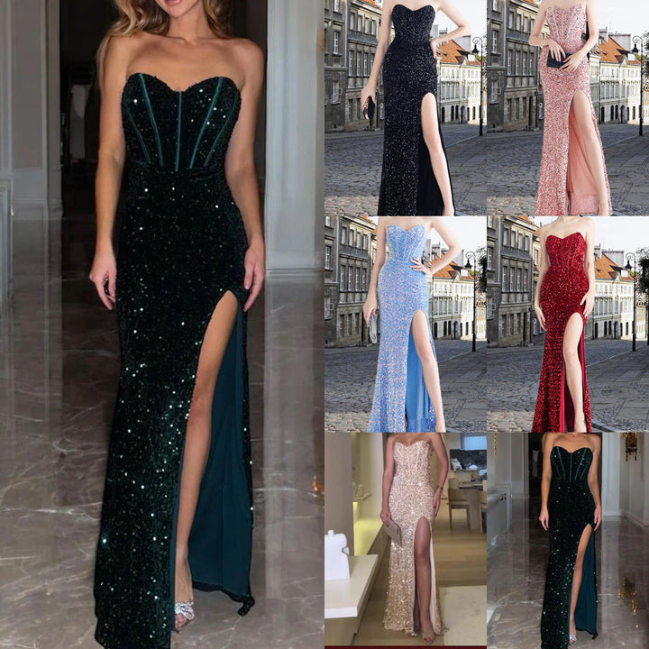 Stilla | Elegant Split-Hem Strapless Fishtail Gown