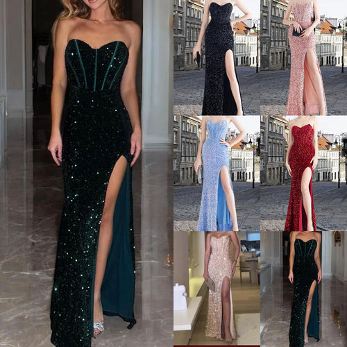 Stilla | Elegant Split-Hem Strapless Fishtail Gown