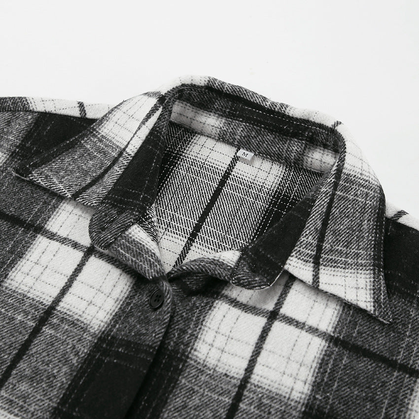 Dame rutet bluse i afslappet oversized snit med hochwertige materialer Stilla