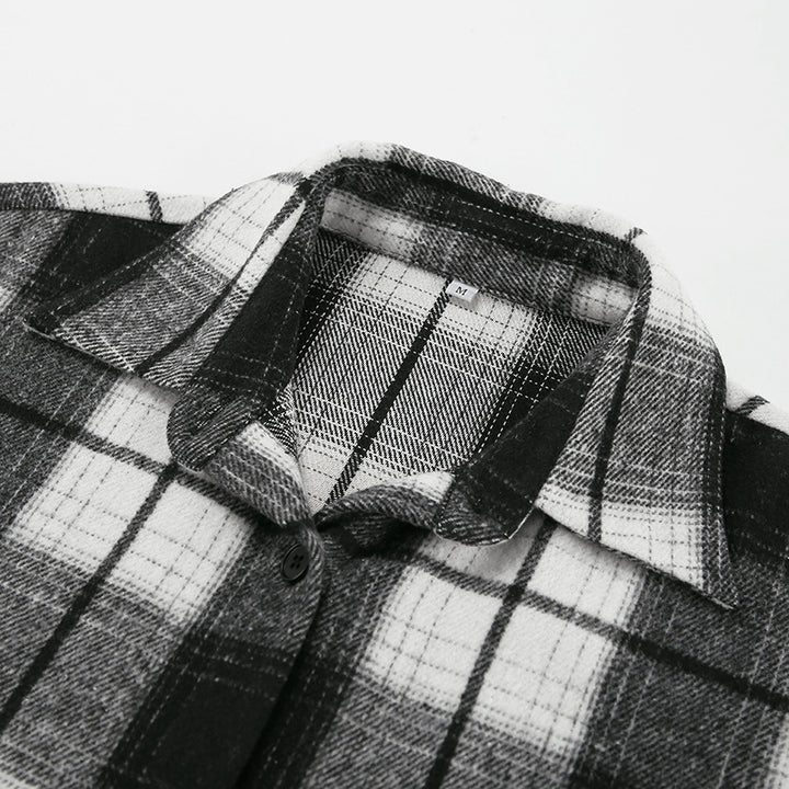 Dame rutet bluse i afslappet oversized snit med hochwertige materialer Stilla
