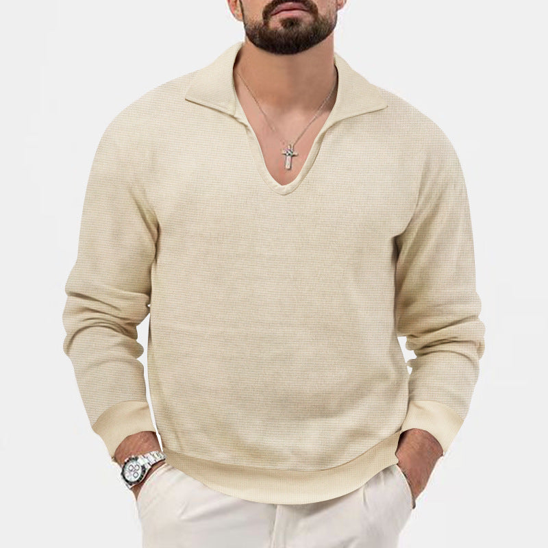 Herrer moderigtig V-hals pullover med struktureret design Stilla