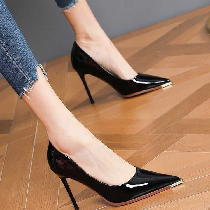 Dame Elegante Spids Tå Høje Hæle med Metallic-Spids Stilla