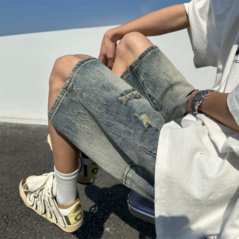 Herrer Distressed Denim Cargo Shorts Stilla