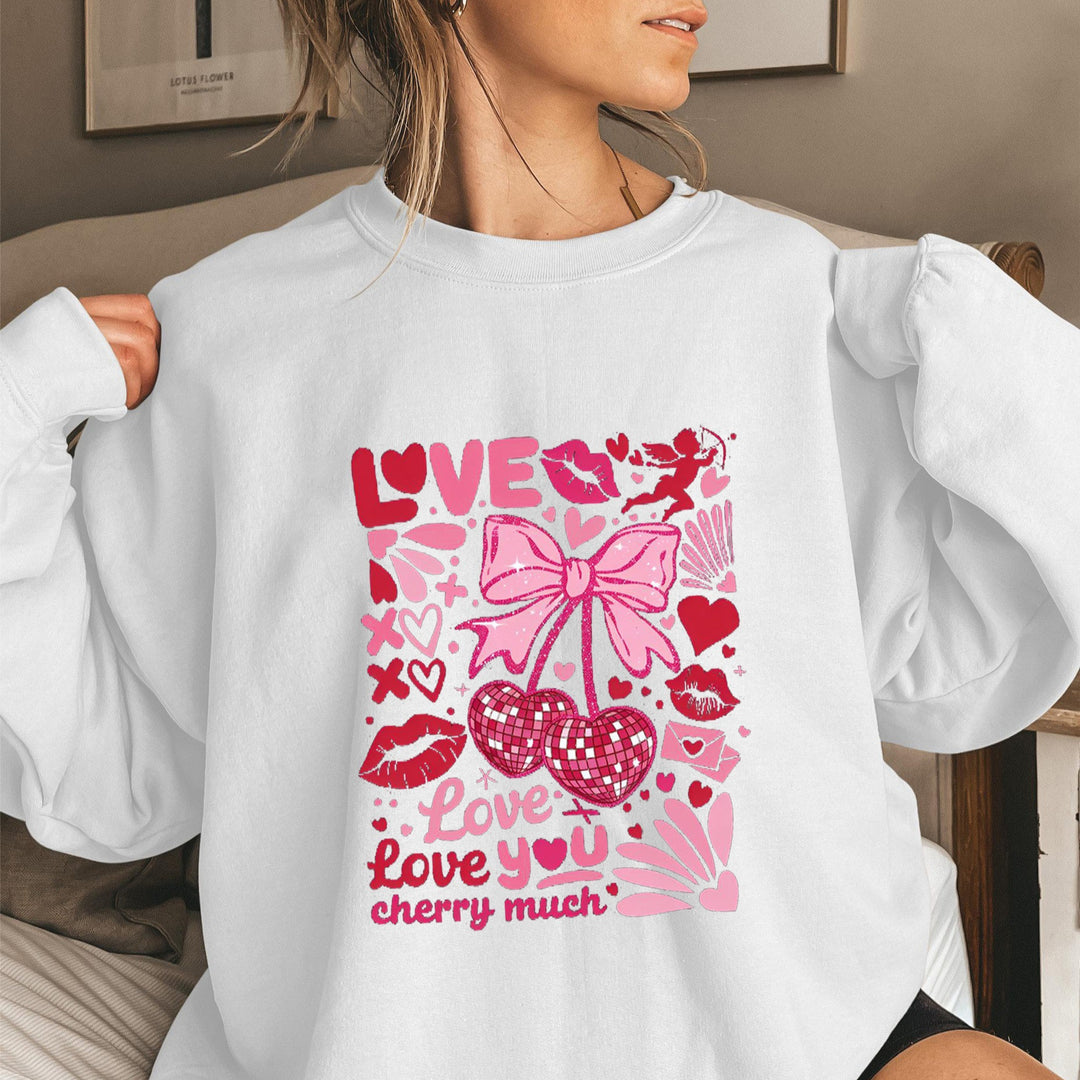 Damer sweatshirt med voluminøse ærmer og legende kirsebærmotiv Stilla