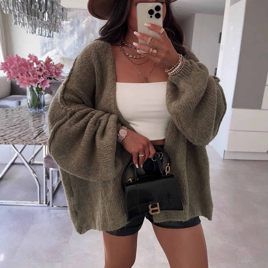 Dame cardigan med oversized snit og voluminøse ærmer Stilla