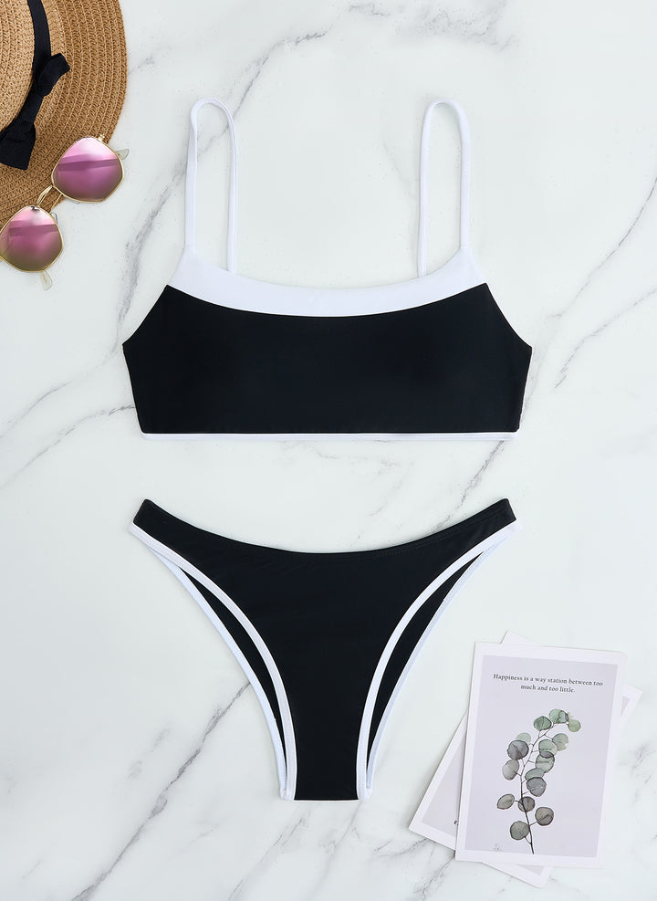 Dame bikini sæt med kontrastdesign og justerbare stropper Skovae
