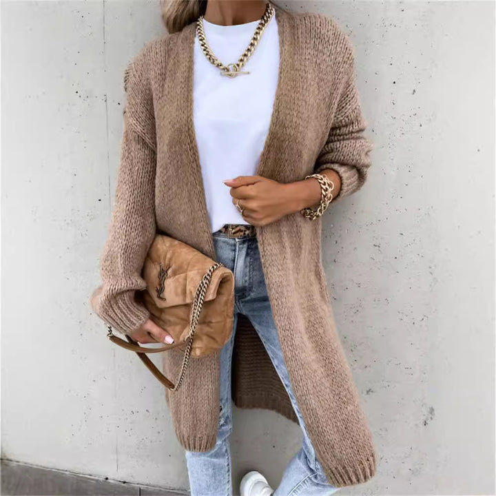 Kvinder chunky strik cardigan med oversized ærmer og fashionabelt design Stilla
