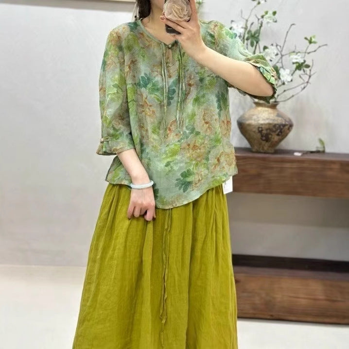 Femme Lækkert Floral Tryk Bluse Stilla