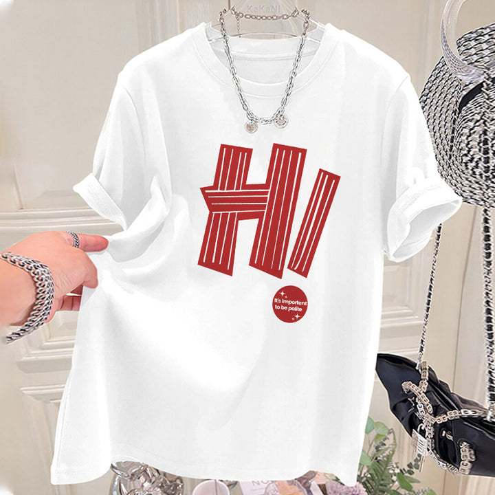 Dame T-shirt med kreativt statement-tryk og behagelig pasform Stilla