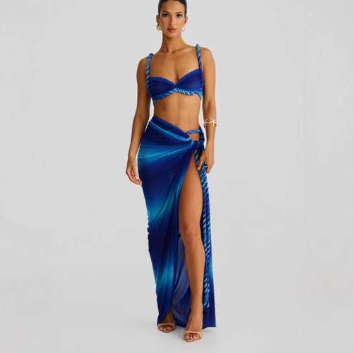 Kvinders bikini sæt med elegant indpakningsstof og kunstneriske snøredetaljer Skovae