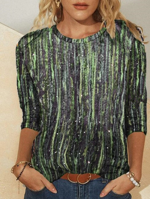 Dame Luxus Sweatshirt med Glitterstriber Stilla