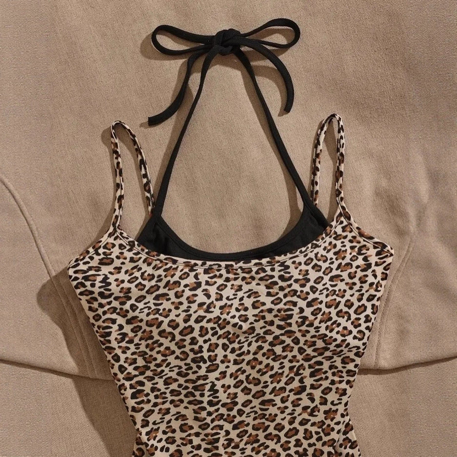 Dame Let top med leopardmønster Skovae