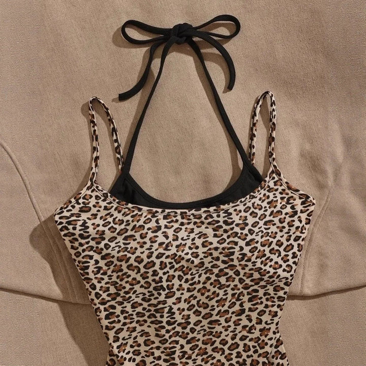 Dame Let top med leopardmønster Skovae