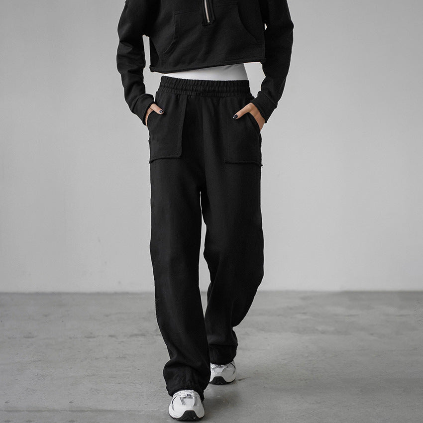 Dame Sporty Cropped Sweatshirt med afslappet Bukser Stilla