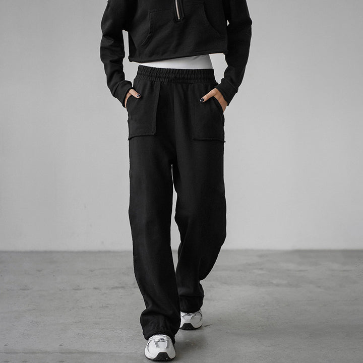 Dame Sporty Cropped Sweatshirt med afslappet Bukser Stilla