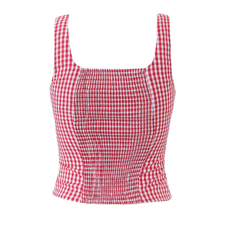 Dame ternet mønster crop-top med spidsbesætning og knapbare design Stilla