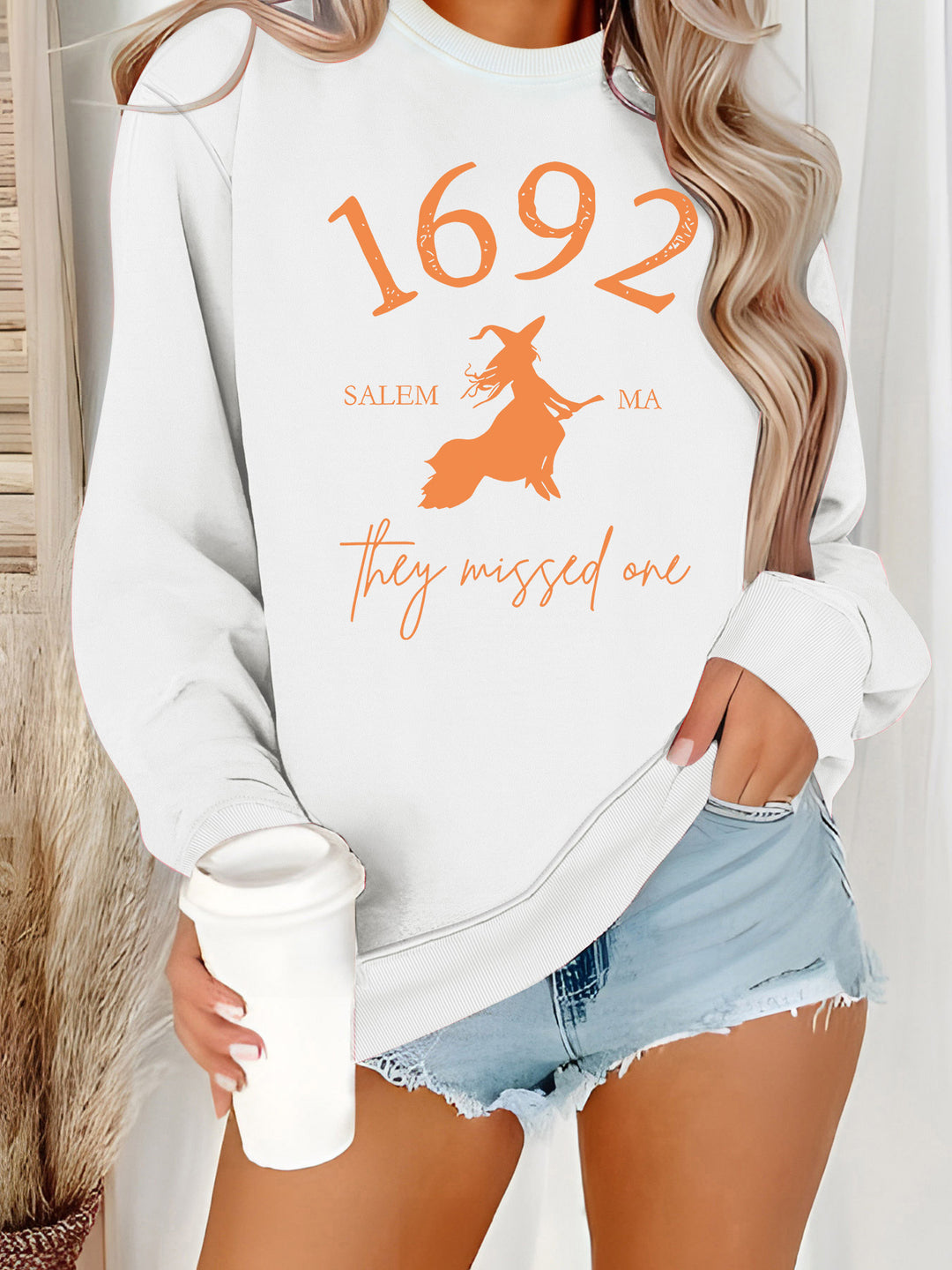 Kvinders sweatshirt med kreativ heksedesign og behagelig pasform Stilla