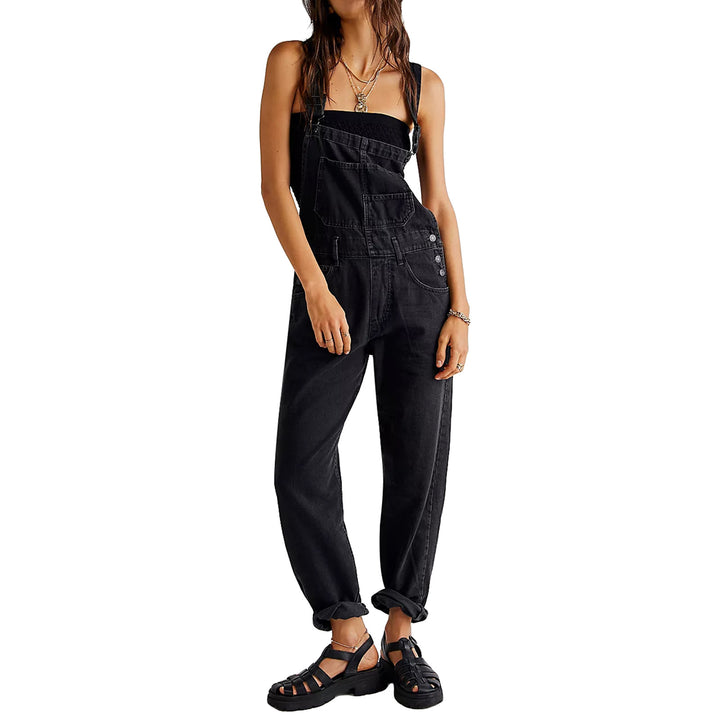Dame casual denim overalls med praktiske lommer og justerbar talje Skovae