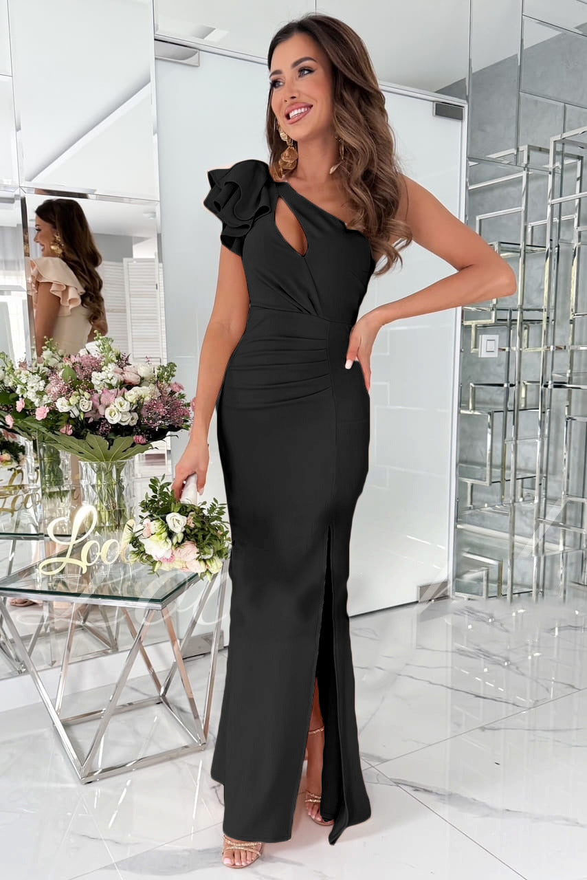 Damer elegant aftenkjole med asymmetrisk snit og ruffles detaljer Stilla