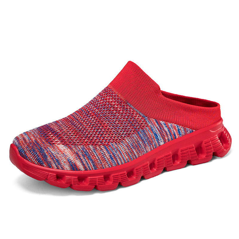 Unisex nan lette rejse-slip-on-mule med perforeret luftkammer-sål og sok-lignende strikskæft Skovae