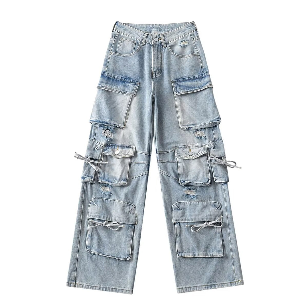 Dame cargo jeans med funktionelle lommer og afslappet snit Stilla