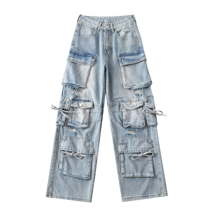 Dame cargo jeans med funktionelle lommer og afslappet snit Stilla