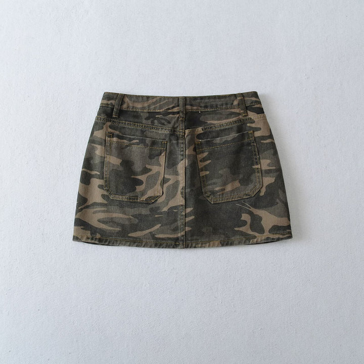 Damer moderigtige cargo-miniskørter med praktiske lommer og trendy camouflage-mønster Stilla