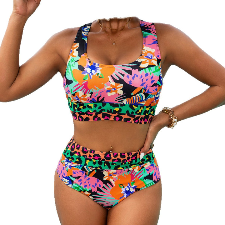 Dame Høj-skåret Bikini-sæt med blomstret design og praktisk bære-system Stilla