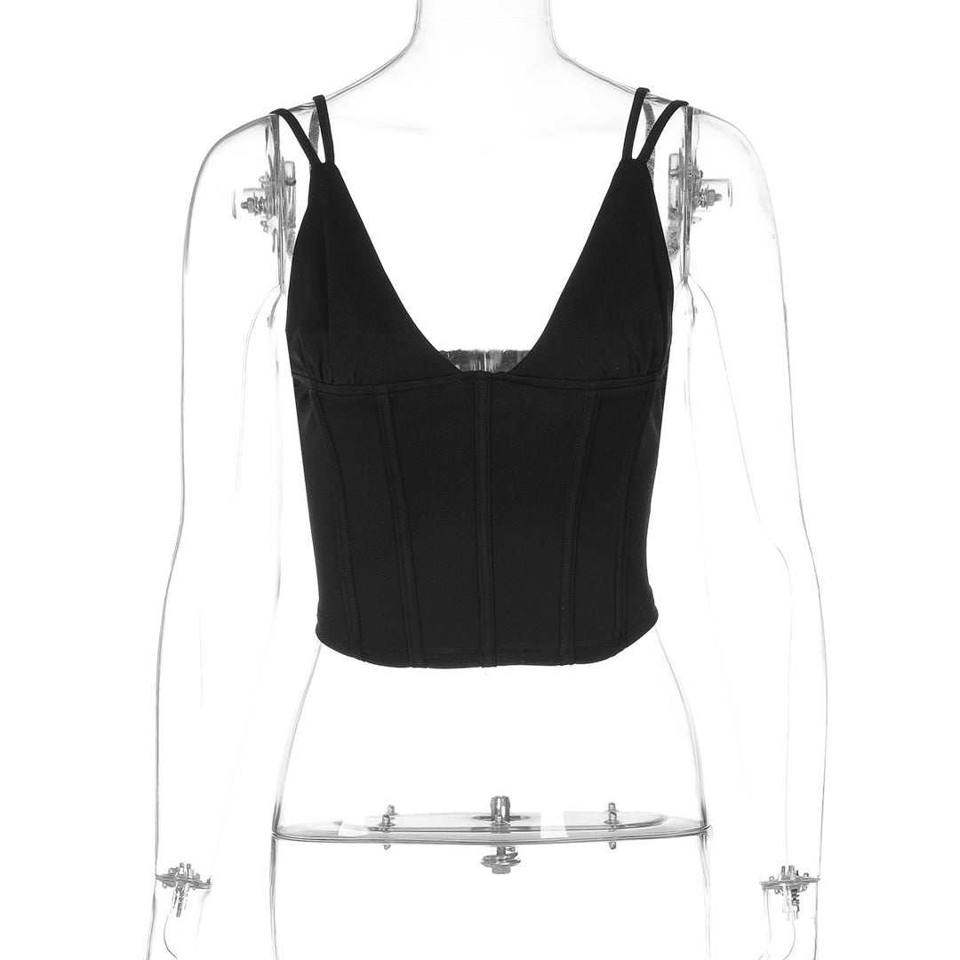 Damer Elegant skåret Bustier-top med spaghetti-stropper Skovae