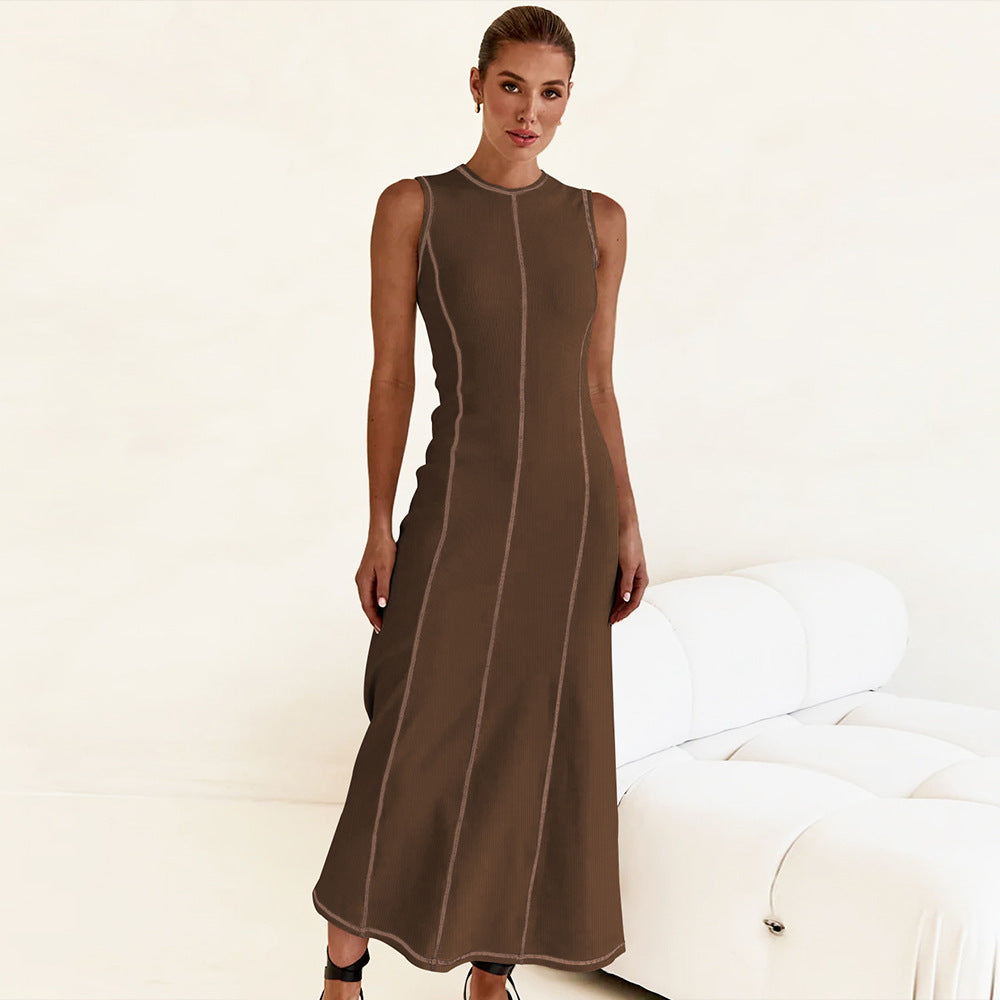 Dame elegant Maxikjole med struktureret ribdesign og smal pasform Stilla