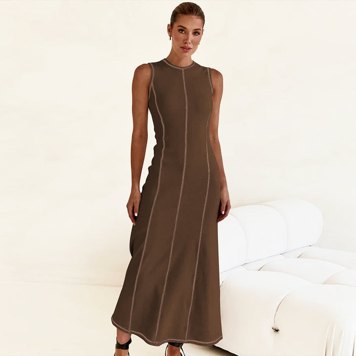 Dame elegant Maxikjole med struktureret ribdesign og smal pasform Stilla