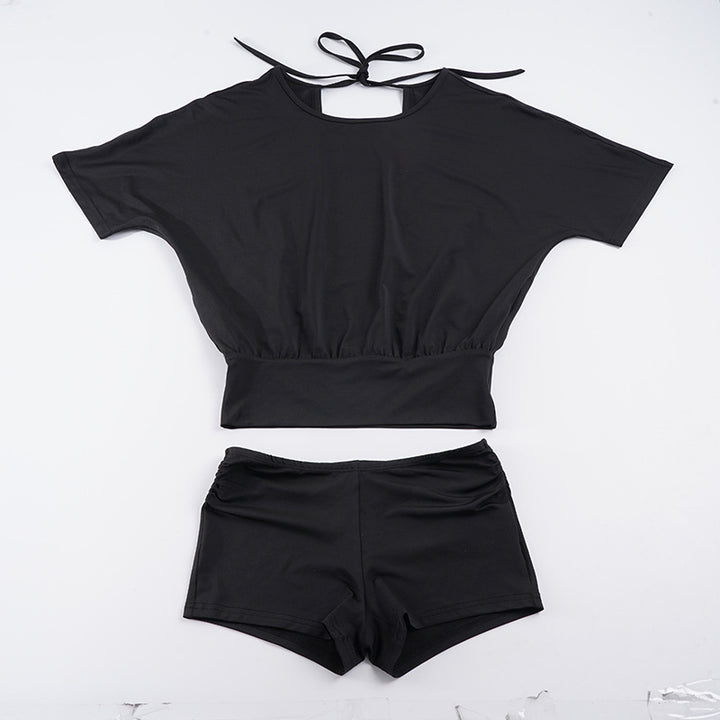 Dame Sporty to-delt sæt med oversized top og korte shorts Skovae