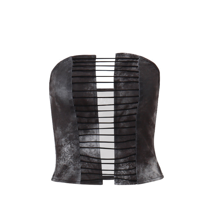 Dame Bustier-top med raffinerede cut-outs og transparent netstruktur Stilla